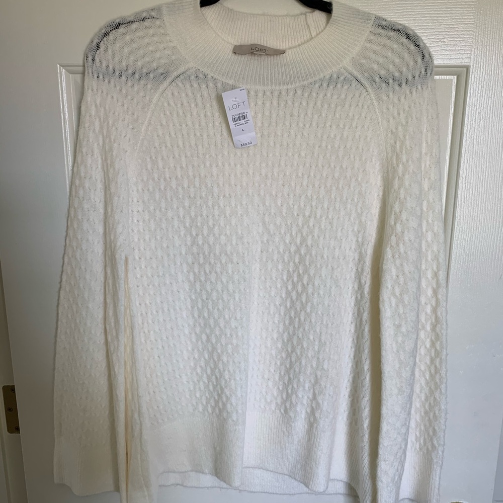 NWT LOFT Textured Mock Neck Sweater in Cream
